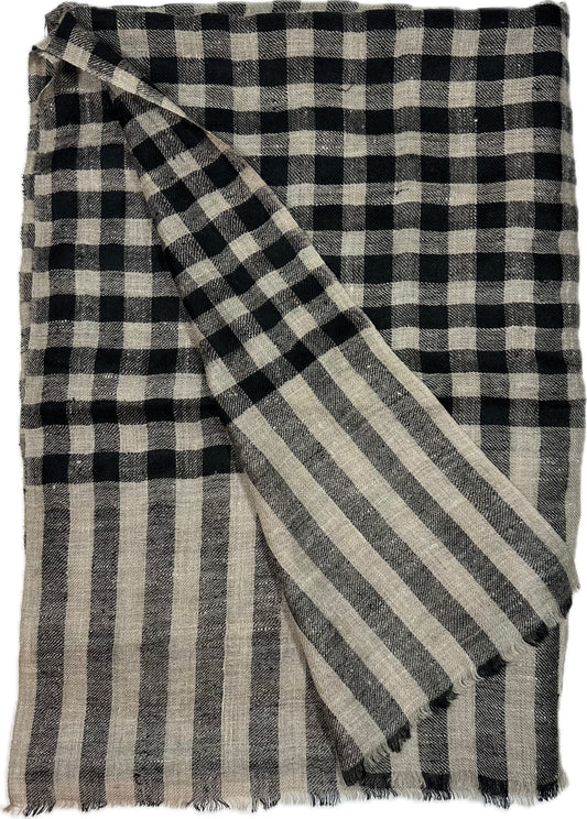 Kashmiri Classic Shawl - Ash Grid