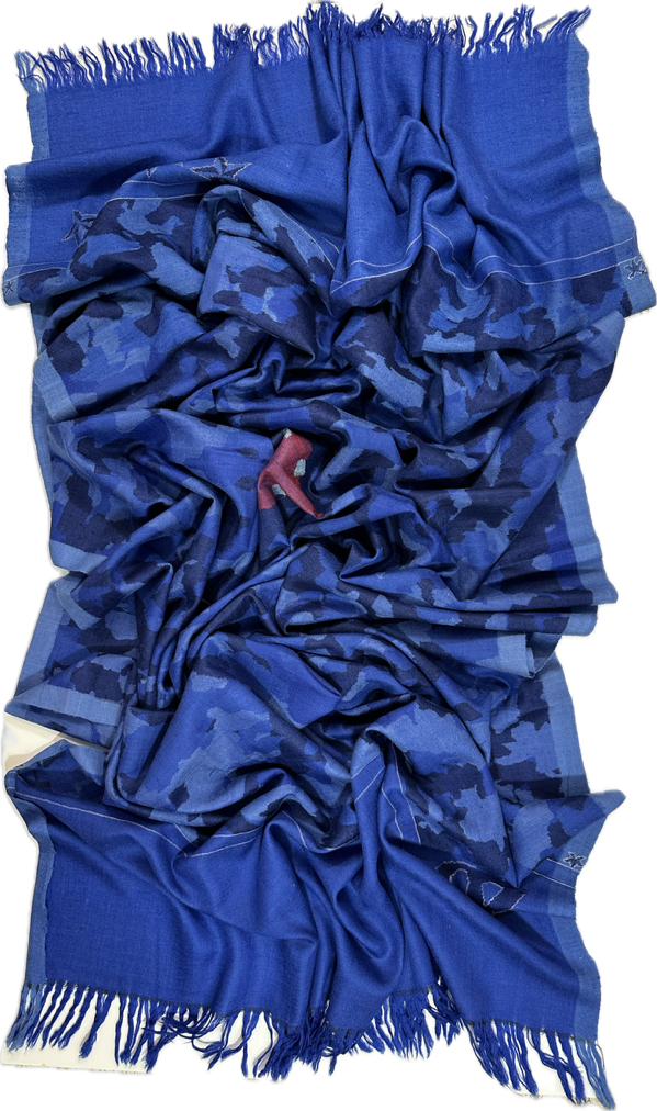 Kani Cashmere Shawl - Camouflage marine