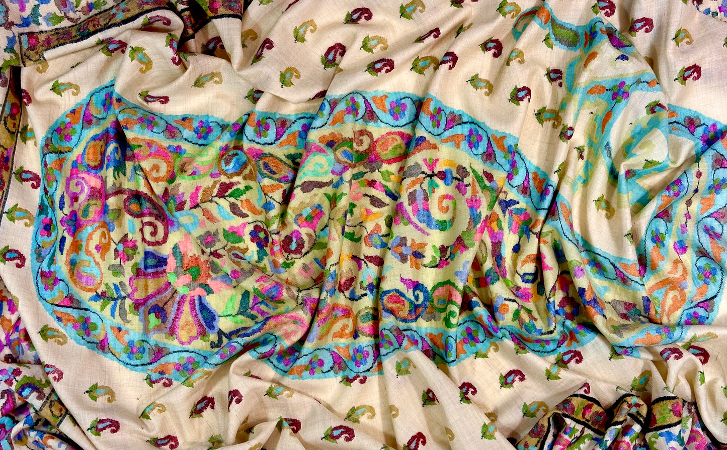 Kani Cashmere Shawl - One Paisley creme