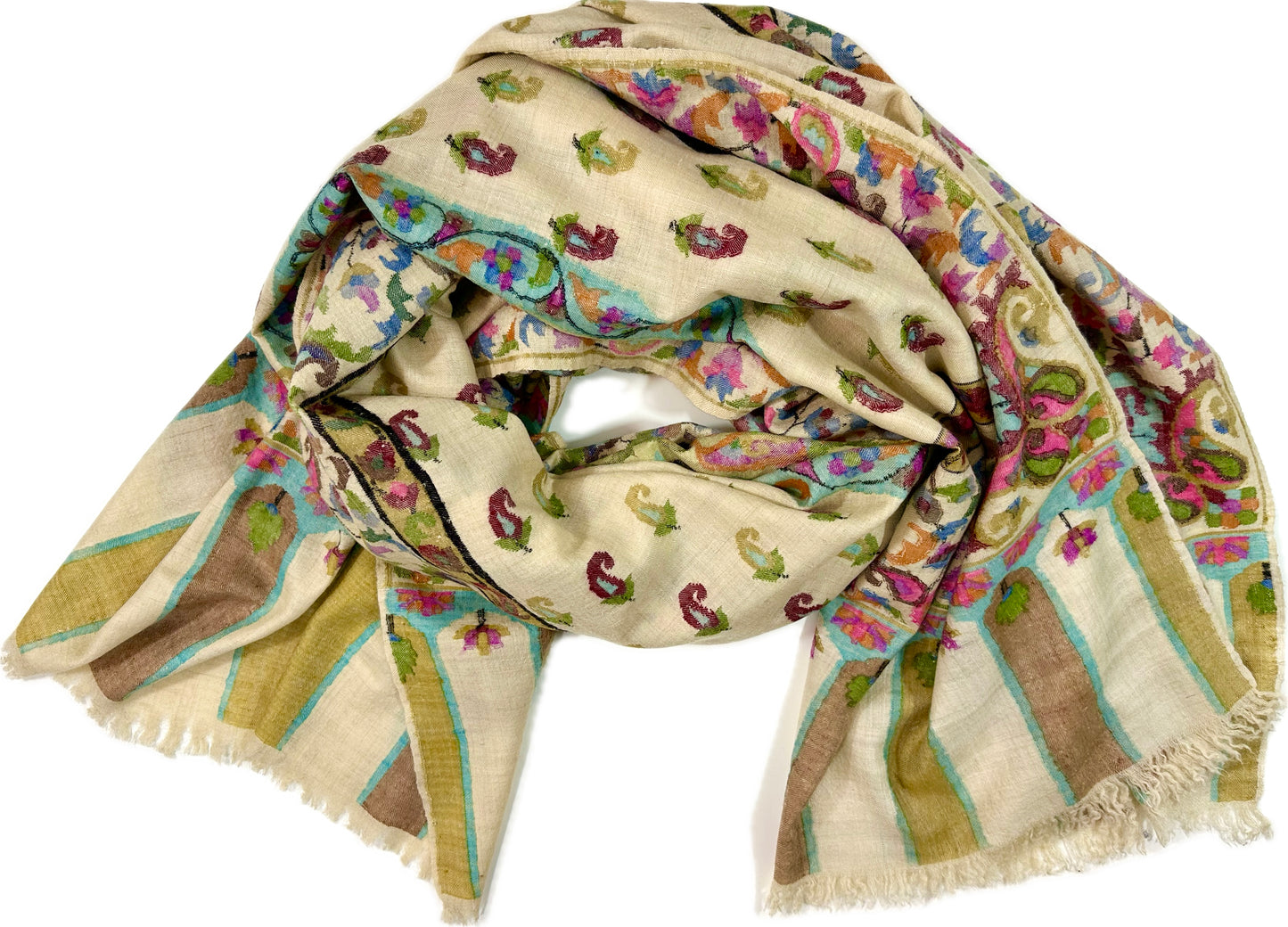 Kani Cashmere Shawl - One Paisley creme