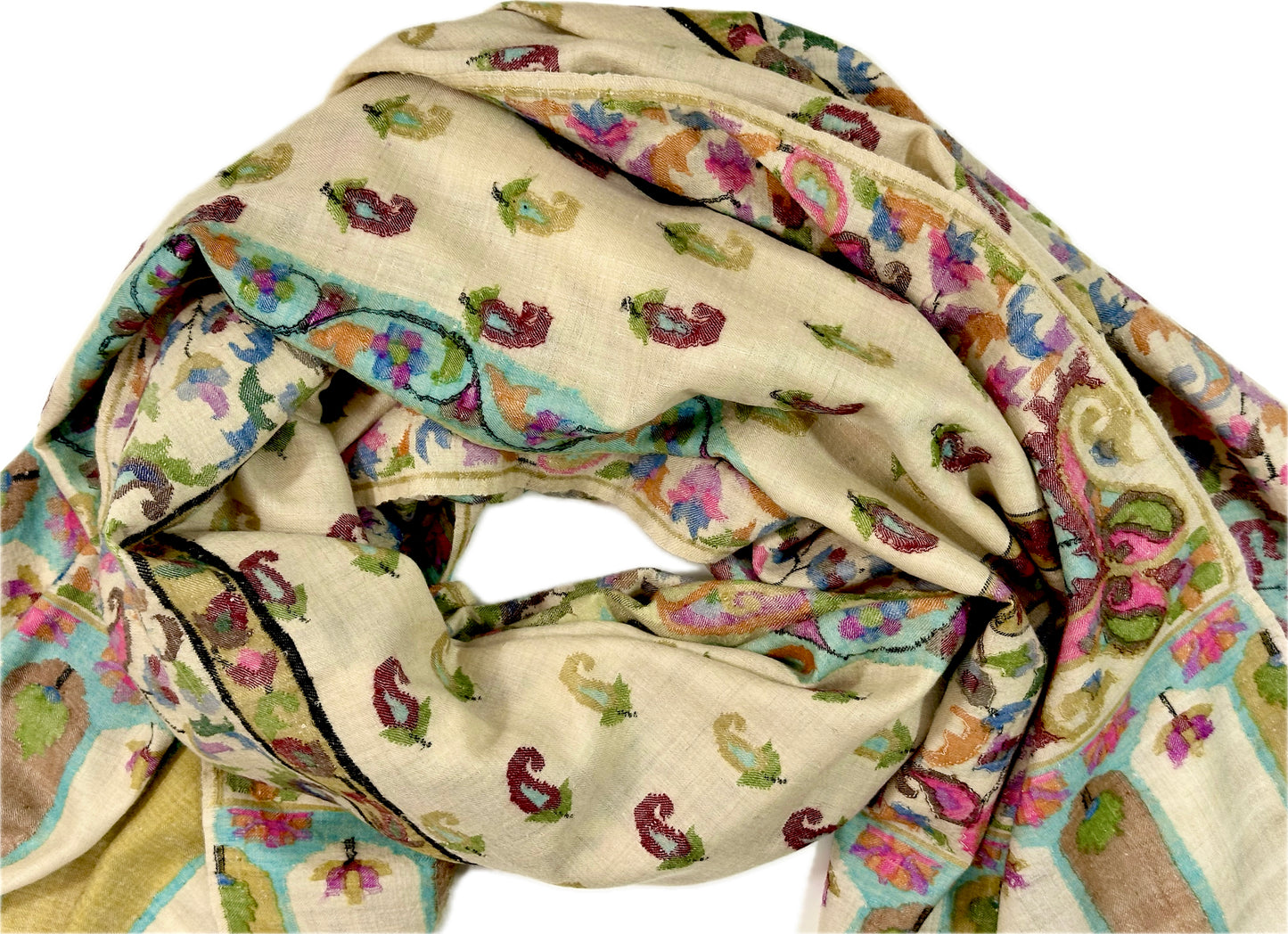 Kani Cashmere Shawl - One Paisley creme