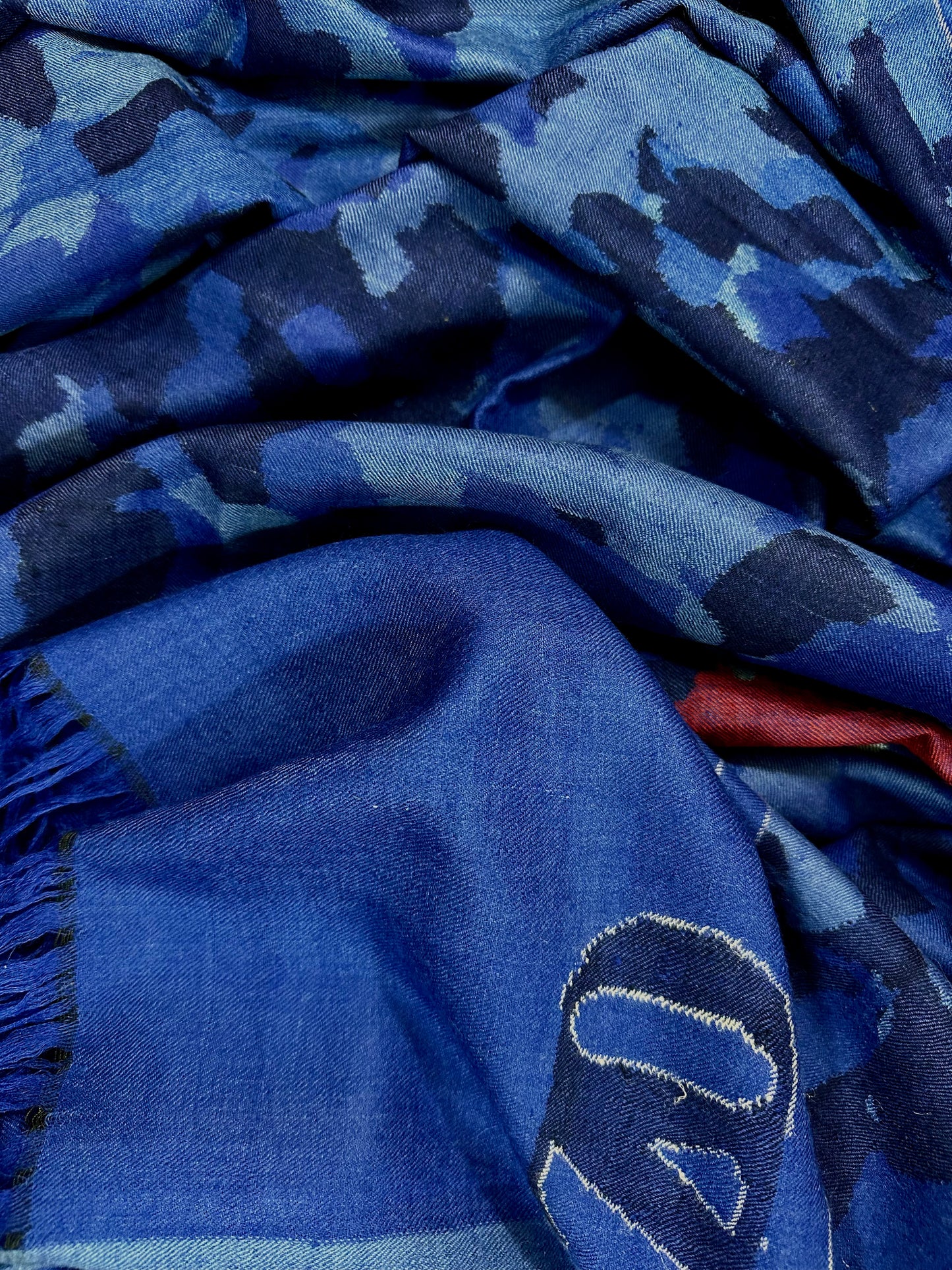 Kani Cashmere Shawl - Camouflage marine