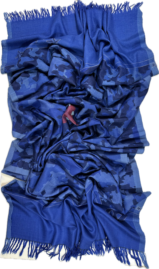 Kani Cashmere Shawl - Camouflage marine