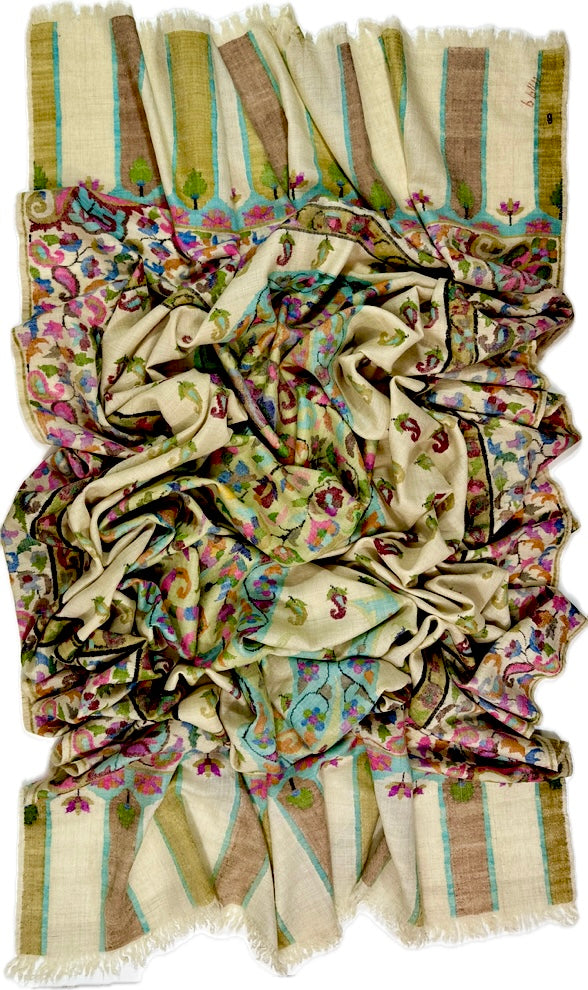 Kani Cashmere Shawl - One Paisley creme